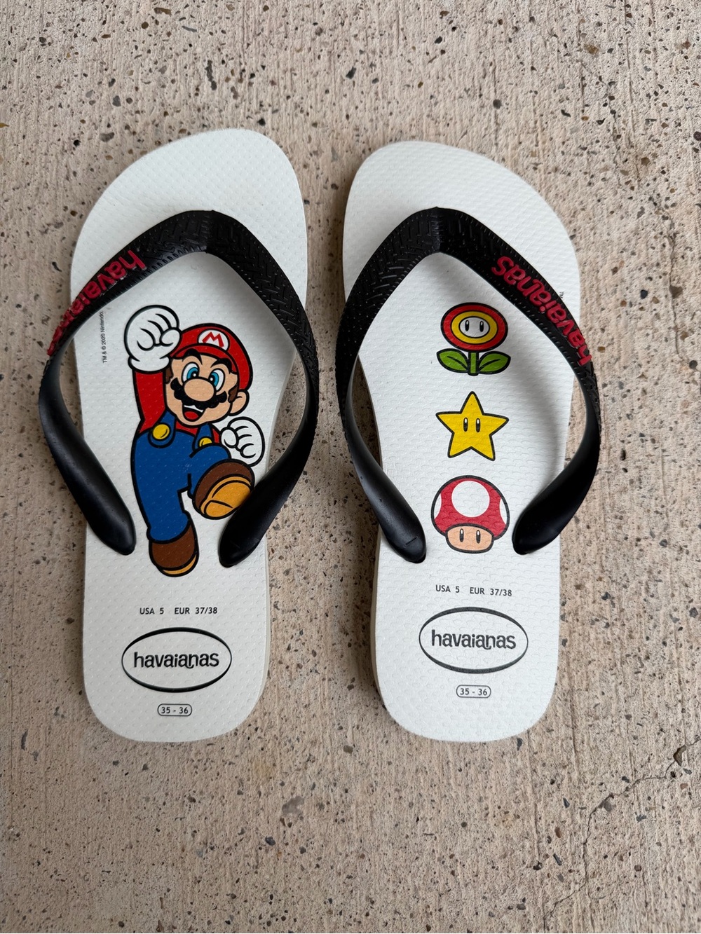 Havaianas Nintendo Super Mario Flip Flops Kids/Women Size 5/7